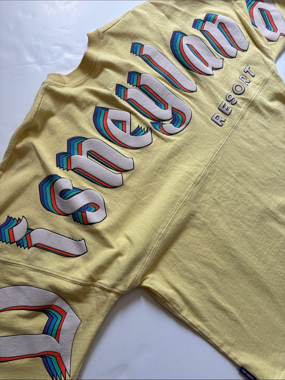 Disney Cream Yellow Neckprint Long Sleeve Tee